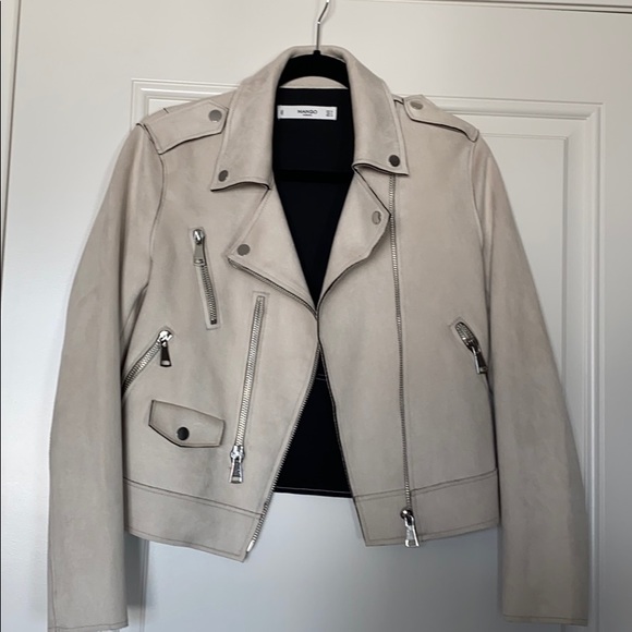 Mango Jackets & Blazers - OFF WHITE SUEDE MOTTO JACKET SIZE SMALL